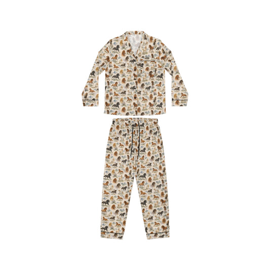 Watercolor Icelandic horse satin pajama set, front view