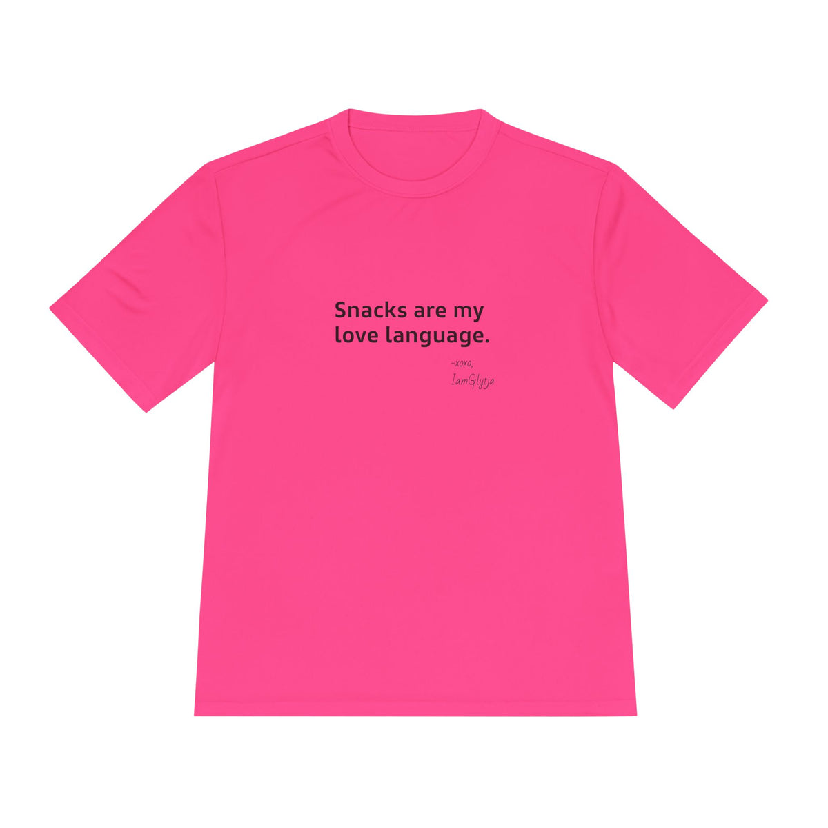 Snacks Are My Love Language tee shown in additional color