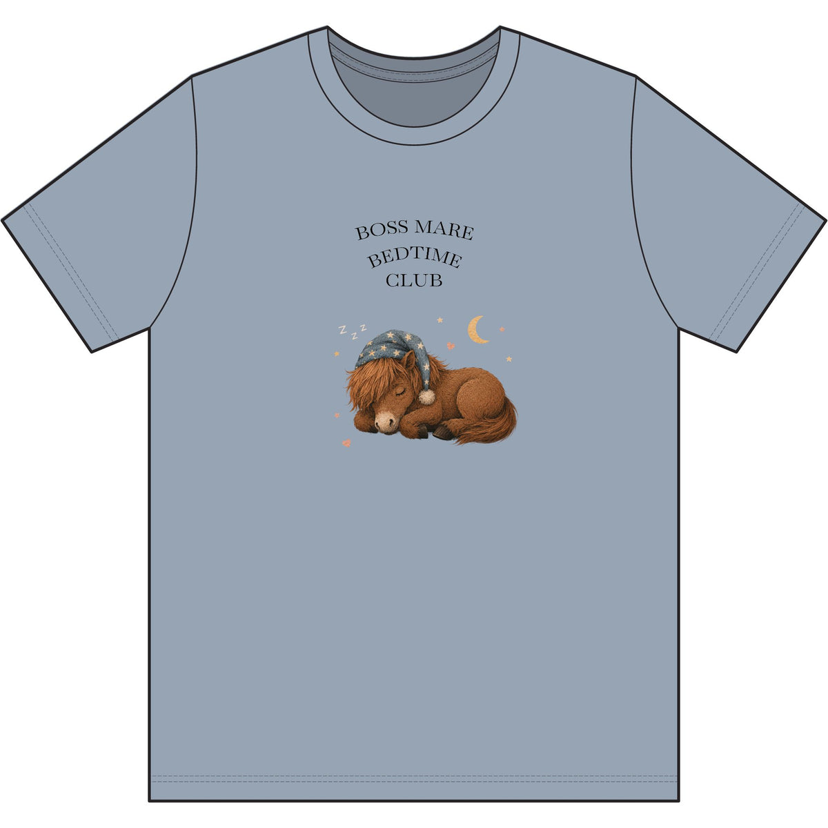 Sleepy Icelandic horse pajama tee in washed cotton, alternate view