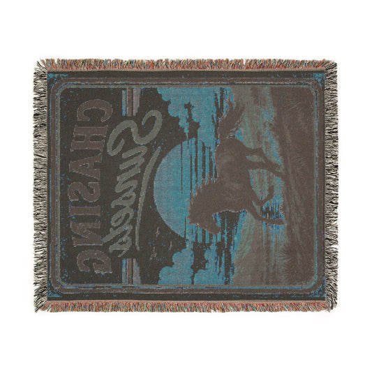 Woven Blanket — "Chasing Sunsets" Retro Horse Sunset Throw