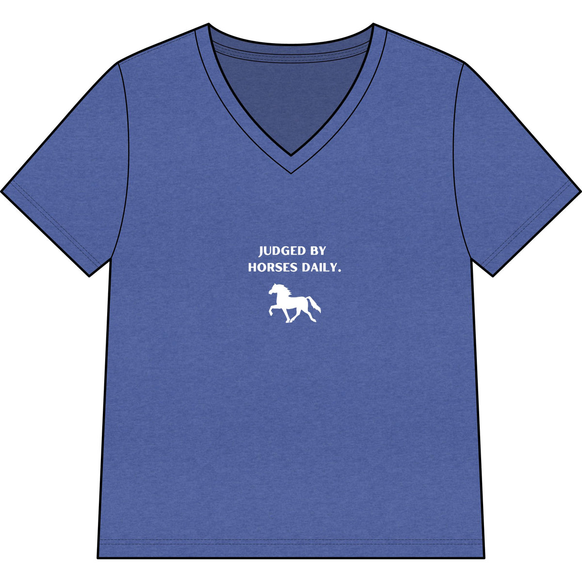 Women's horse-themed tee in Heather True Royal