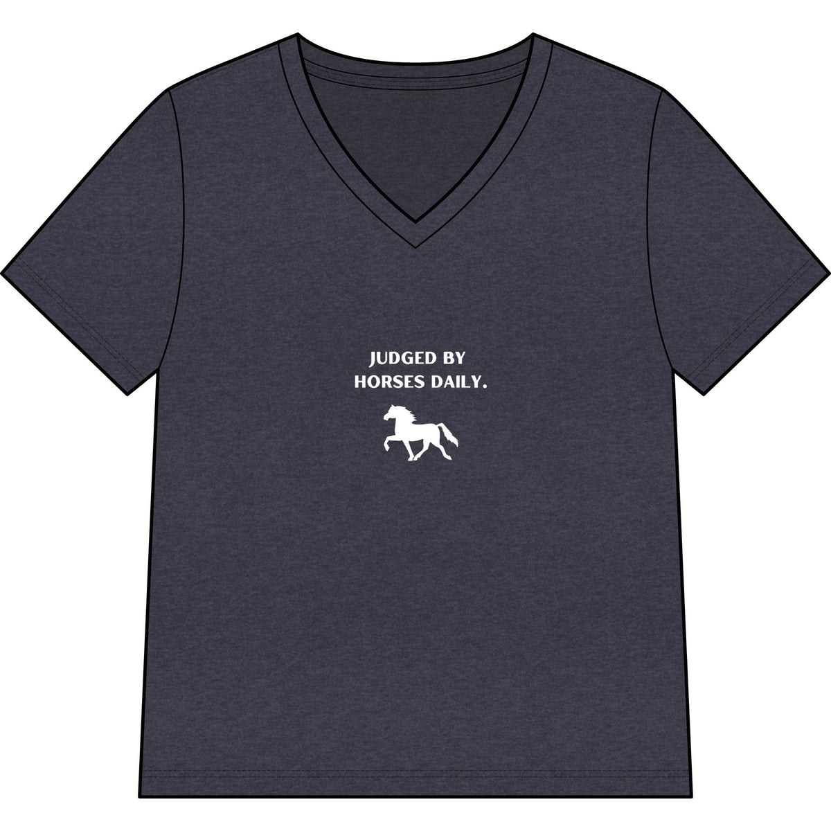 Women's horse-themed tee in Heather Navy
