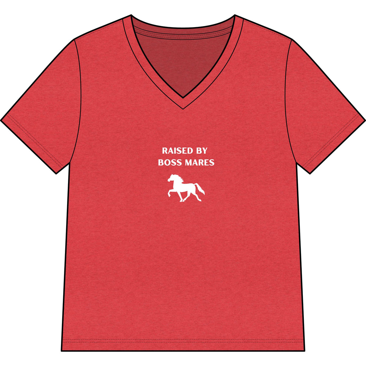 Women's horse-themed tee in Heather Red