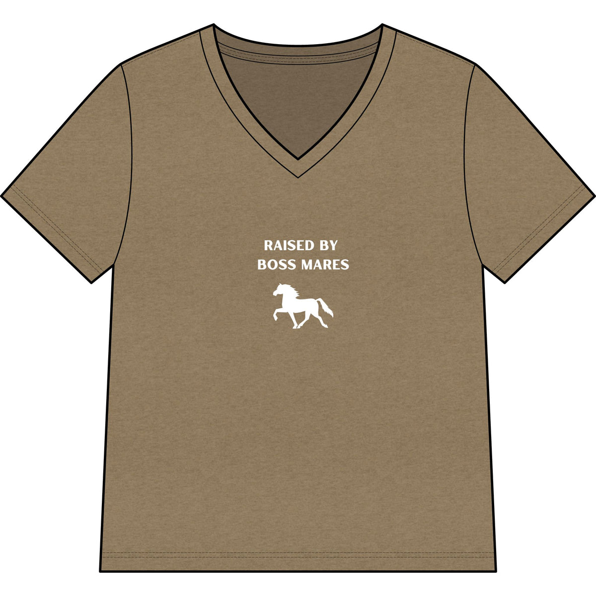 Women's horse-themed tee in Heather Olive