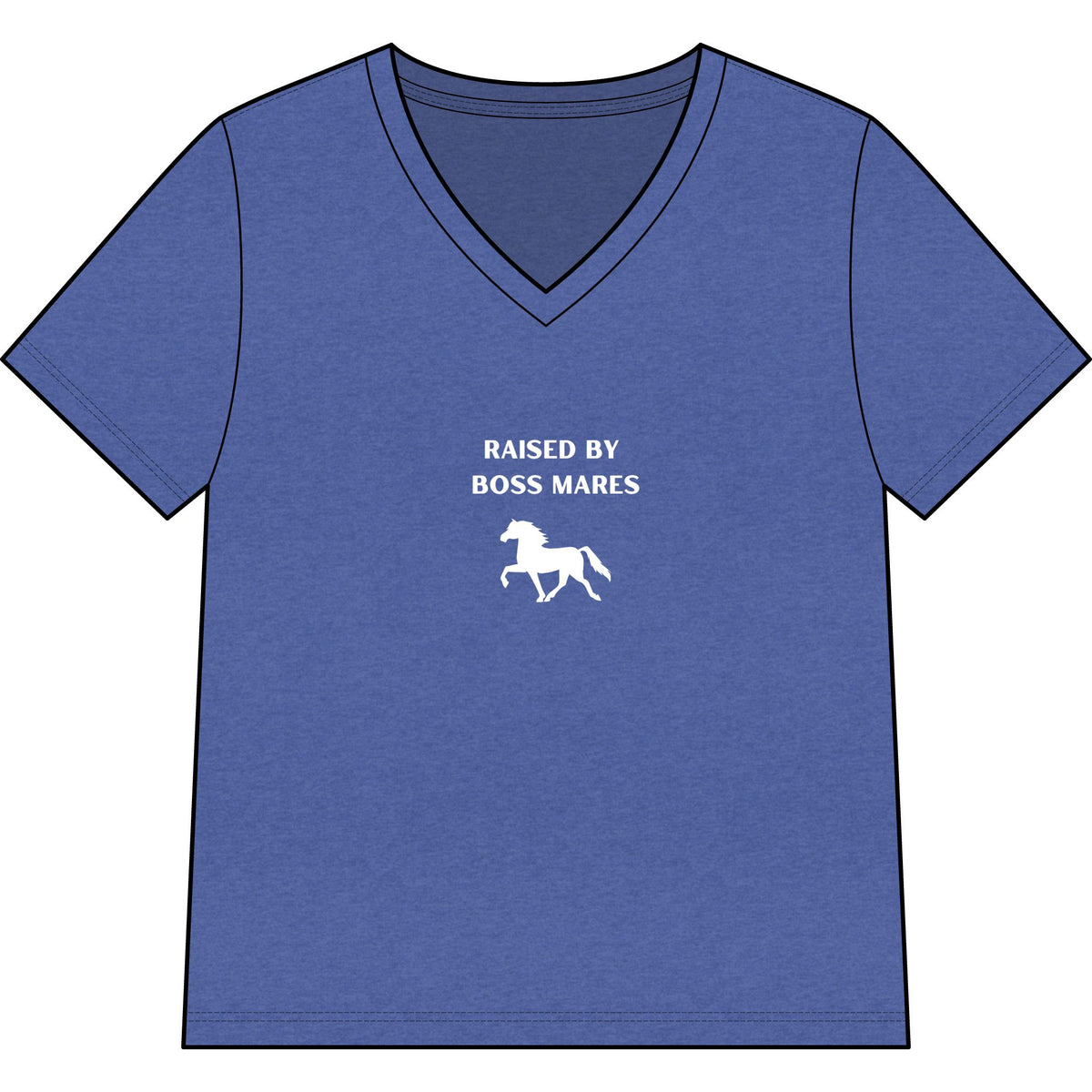 Women's horse-themed tee in Heather True Royal
