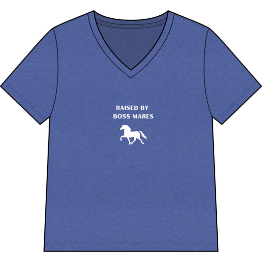 "Raised By Boss Mares" V-Neck Tee