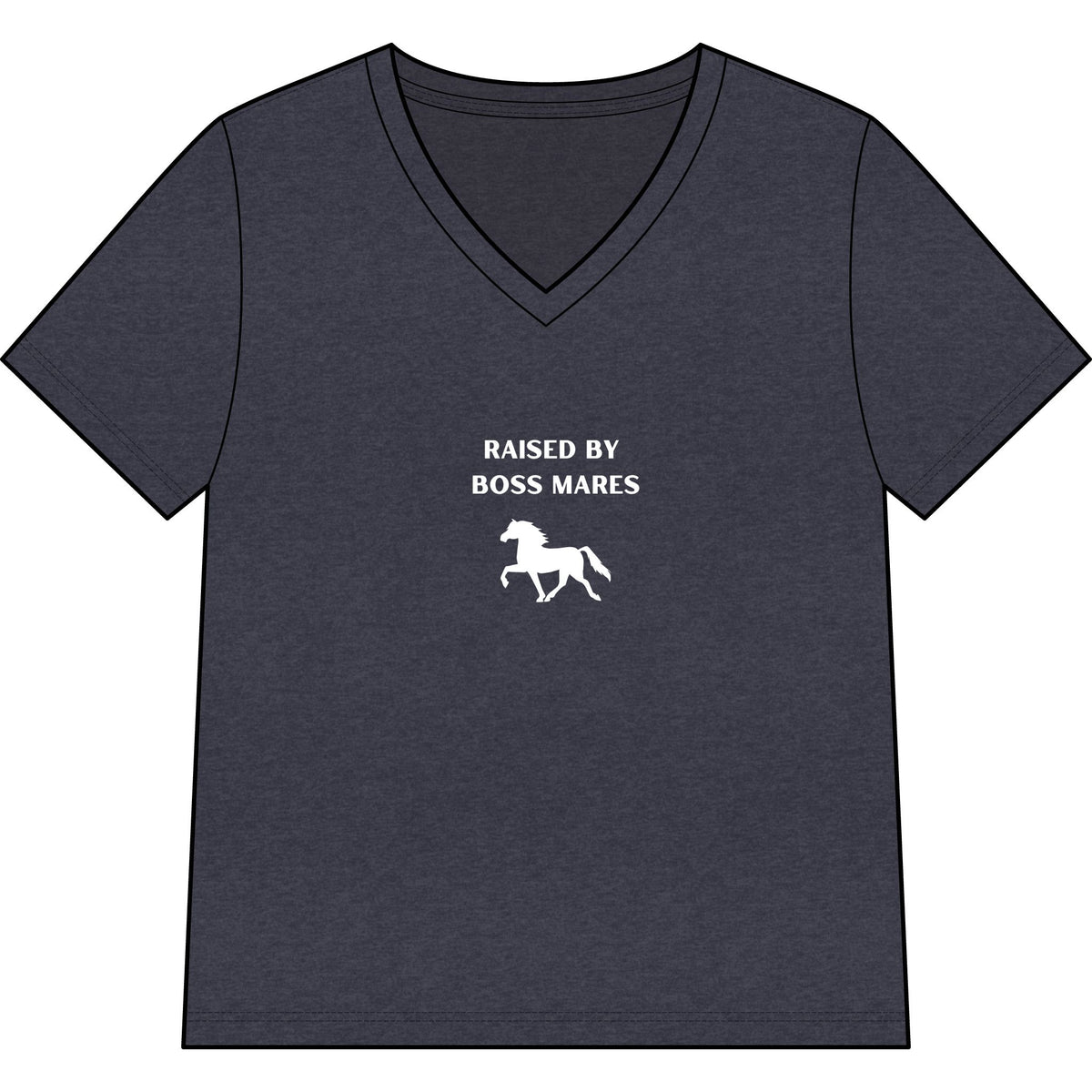 Women's horse-themed tee in Heather Navy