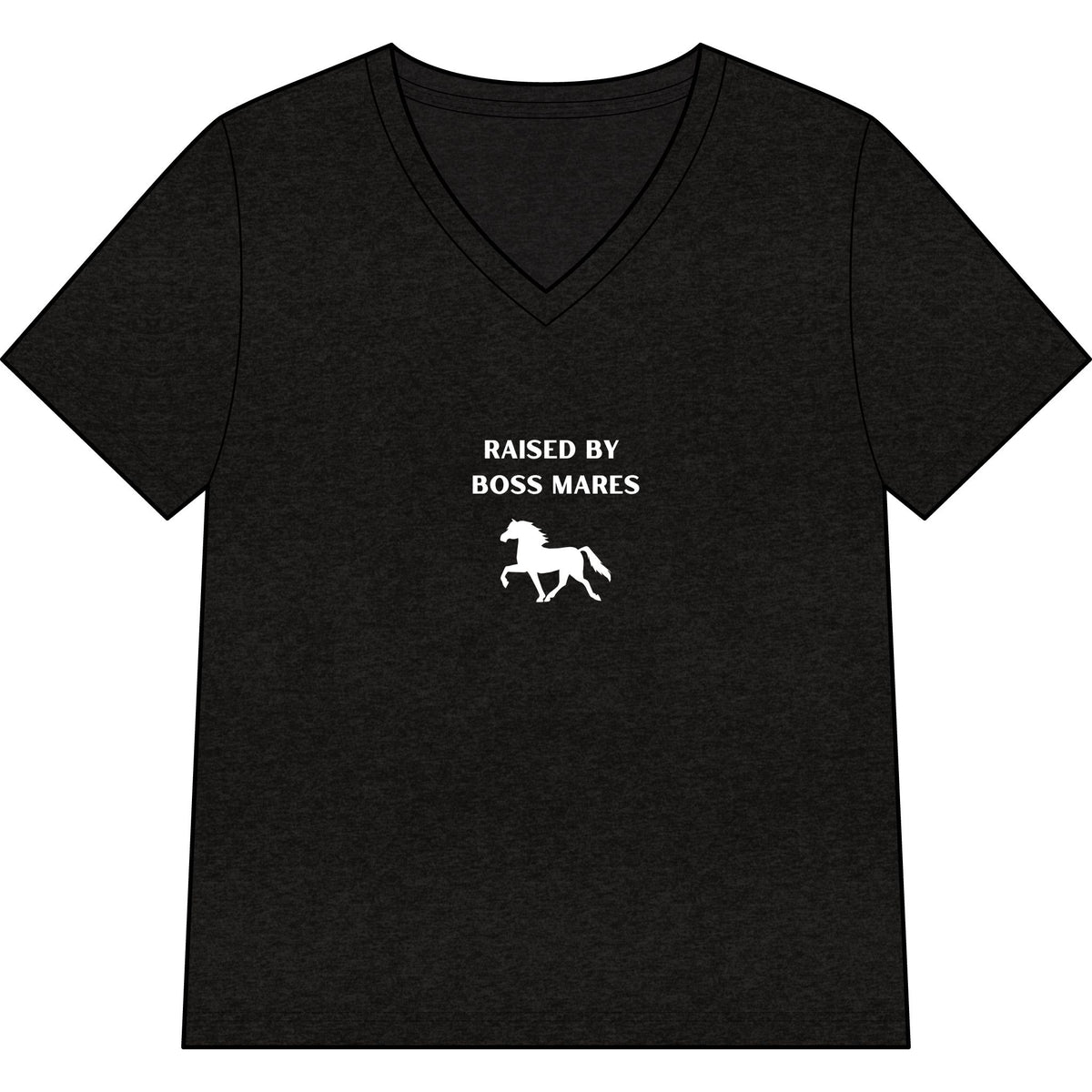 Women's horse-themed tee in Black Heather
