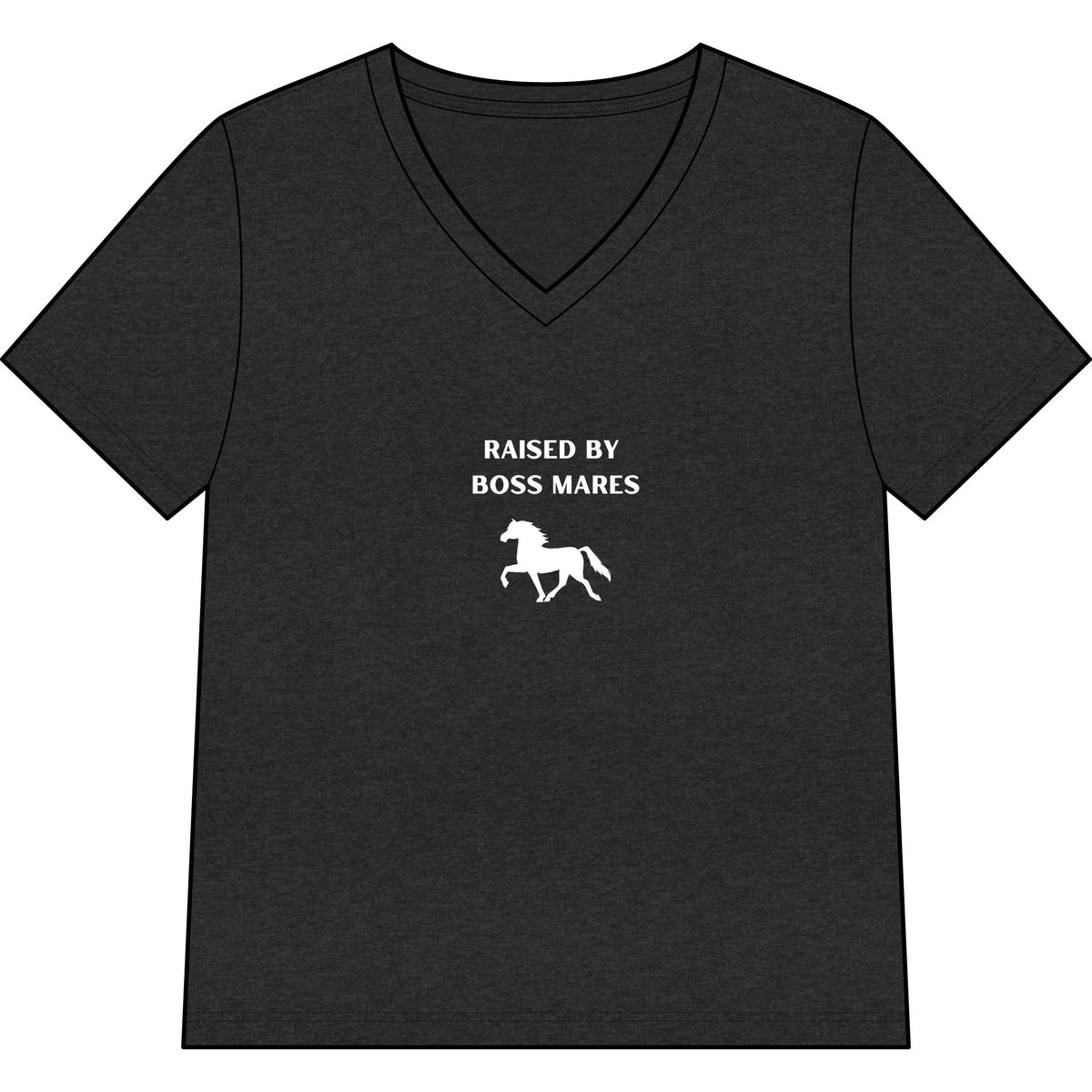 Women's horse-themed tee in Dark Grey Heather
