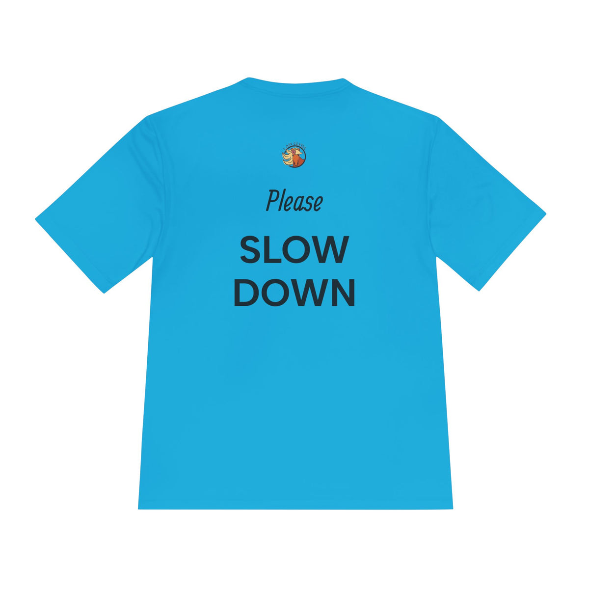 Please Slow Down Women's Trail Riding Tee in Atomic Blue