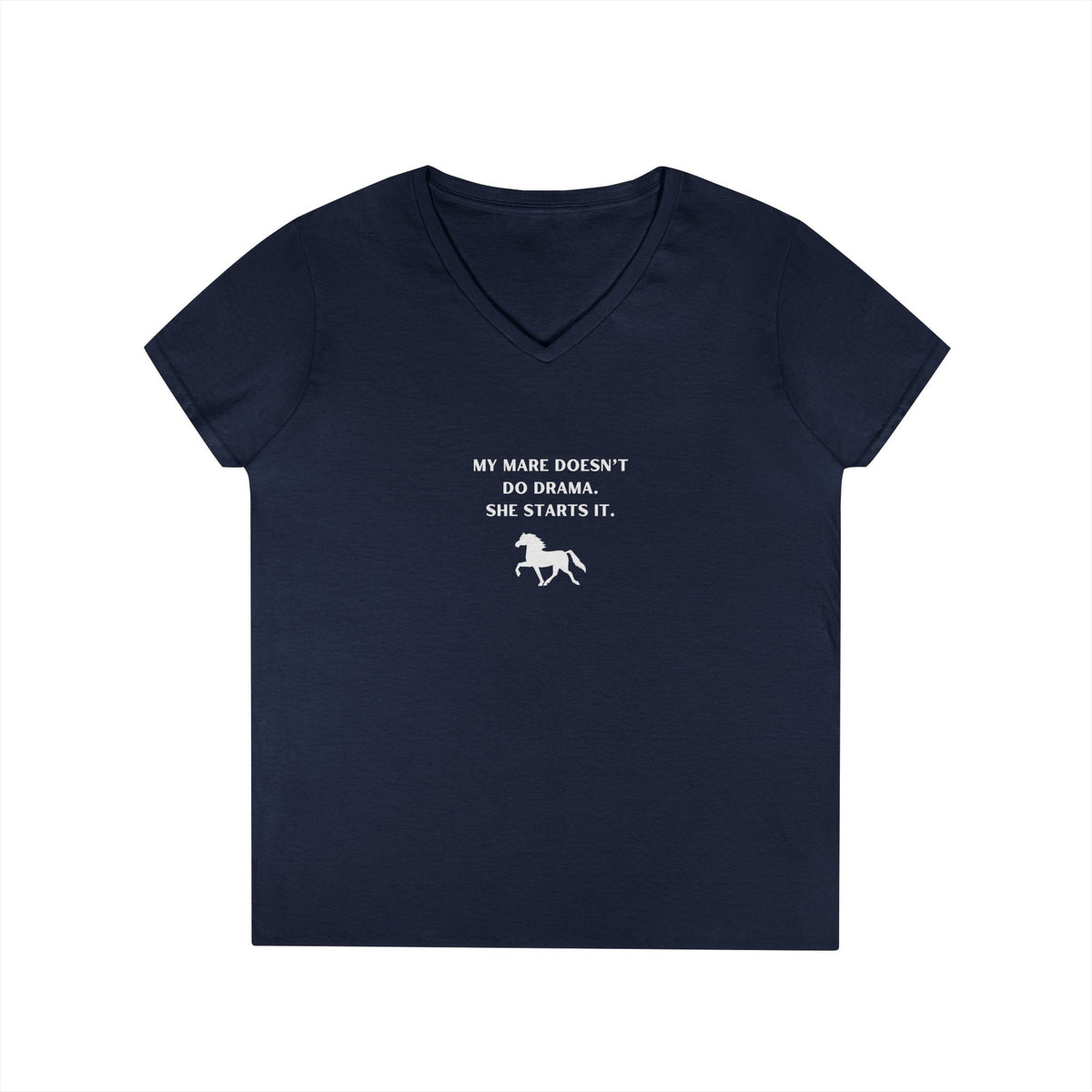 My Mare Doesn't Do Drama, She Starts It Horse Lover Tee in Navy