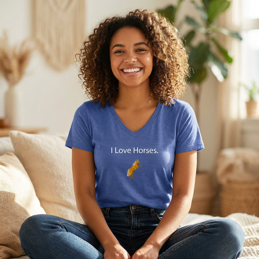 "I Love Horses" V-Neck Tee
