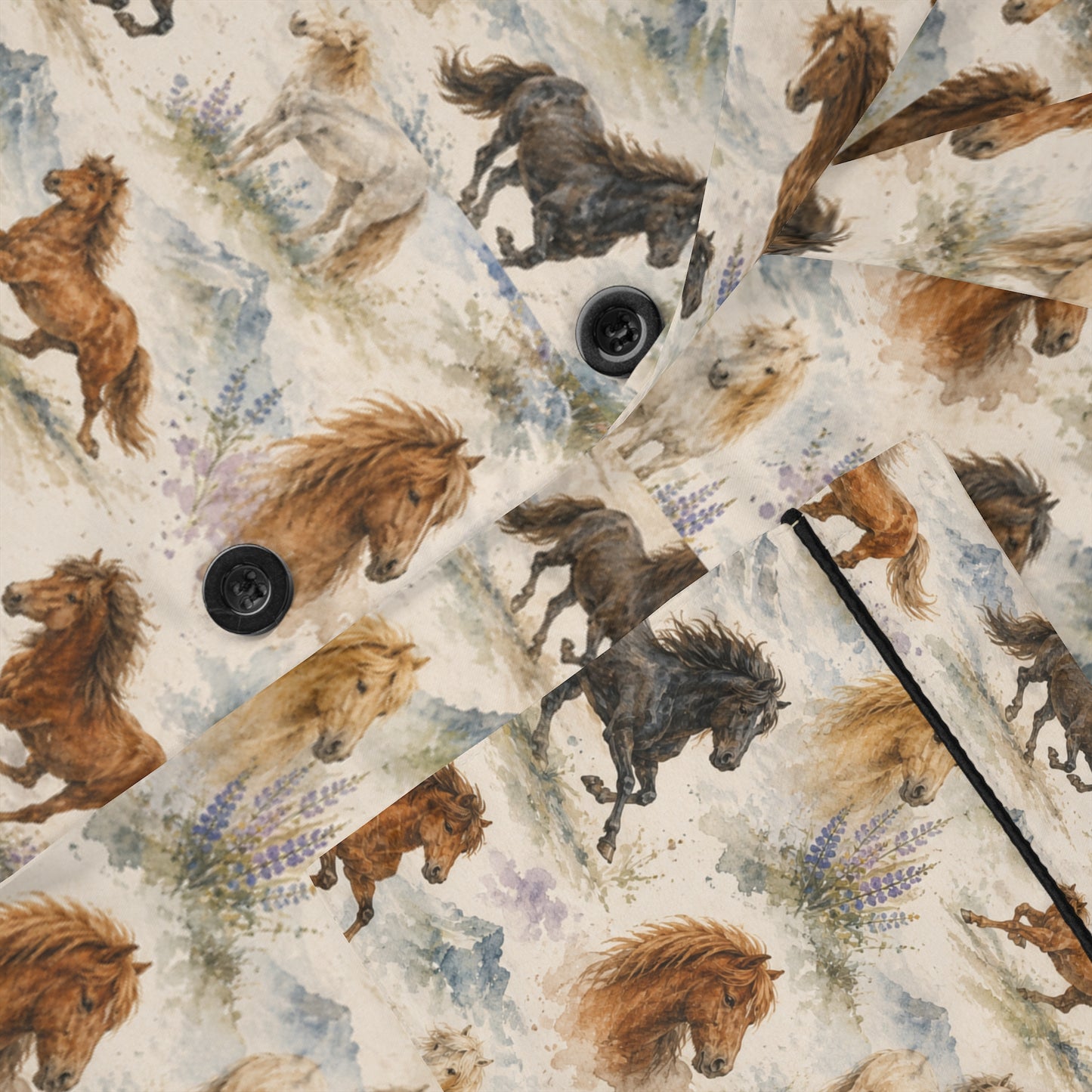 Herd Dreams satin pajamas fabric and trim close-up