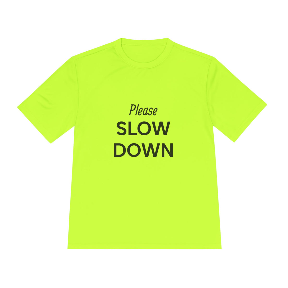 Please Slow Down Women's Trail Riding Tee in Neon Yellow