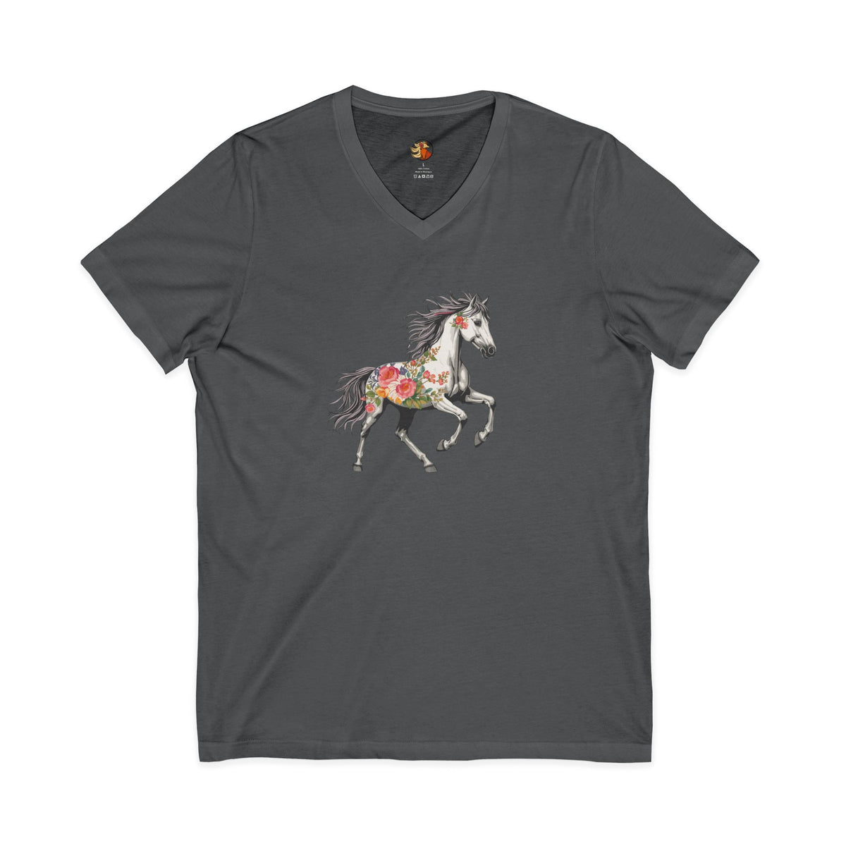Flower Horse Tee in Asphalt