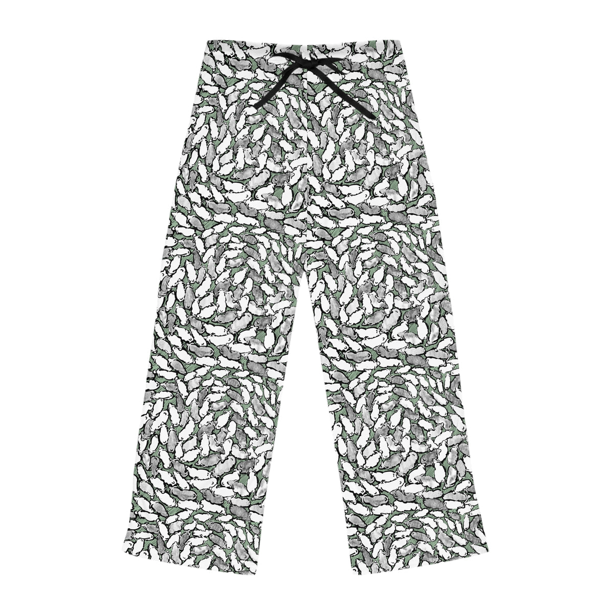 Counting Sheep women's pajama pants, all-over sheep print by Charlotte Guernsey