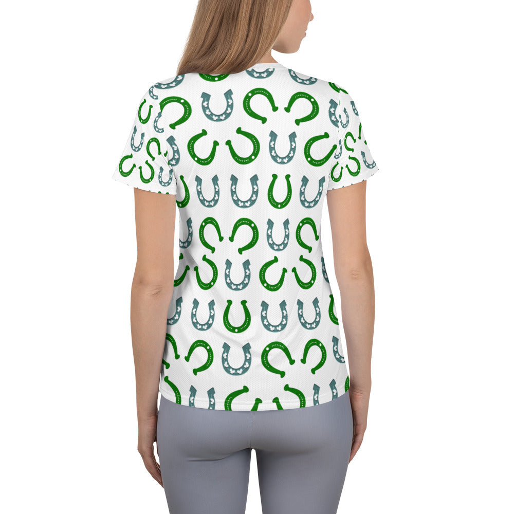 Lucky Horseshoes All-Over Print Women's Athletic T-shirt