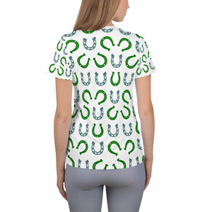 Lucky Horseshoes All-Over Print Women's Athletic T-shirt