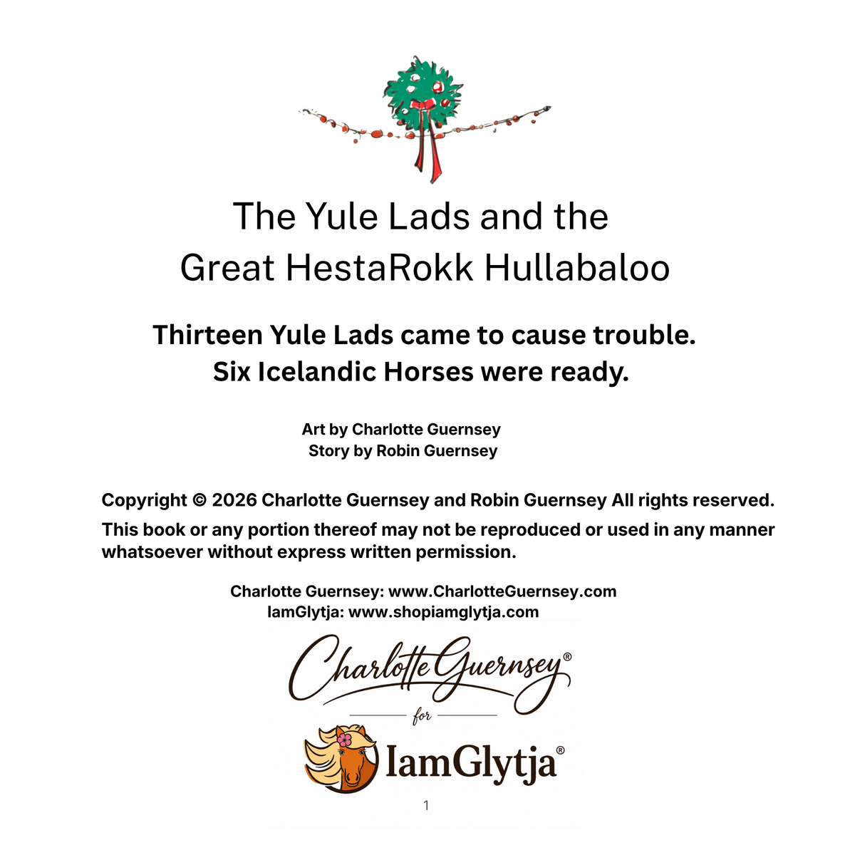 Inside page from The Yule Lads and the Great HestaRokk Hullabaloo, illustrated by Charlotte Guernsey