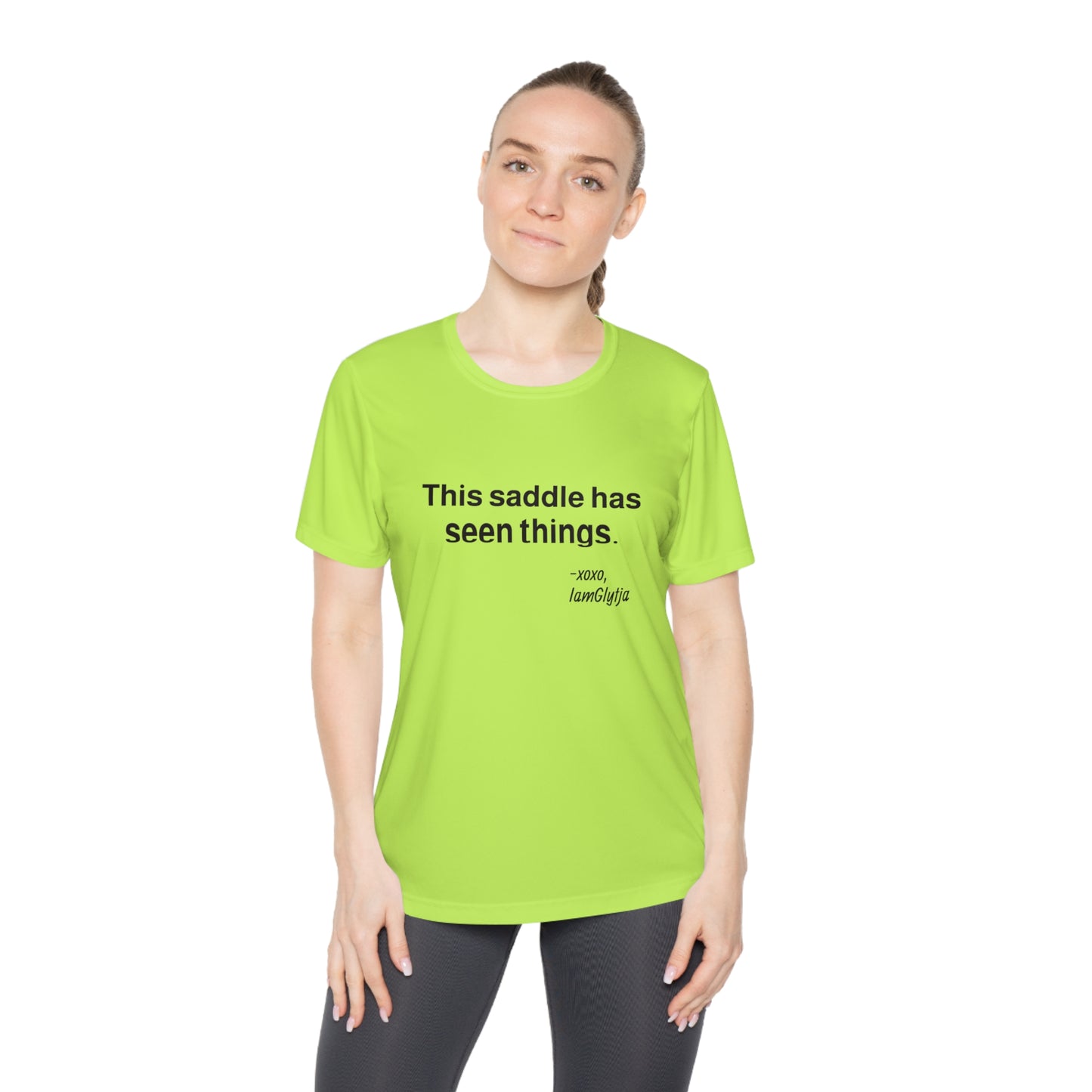 “This saddle has seen things.” Ladies Trail Riding T‑Shirt