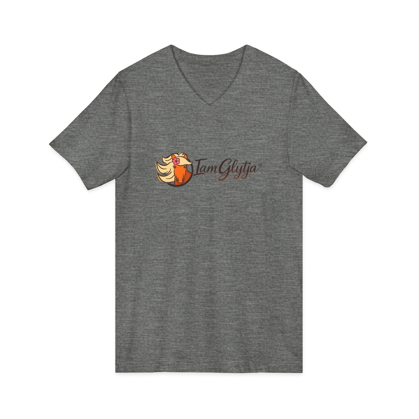 Gray t-shirt with a logo and text on a white background
