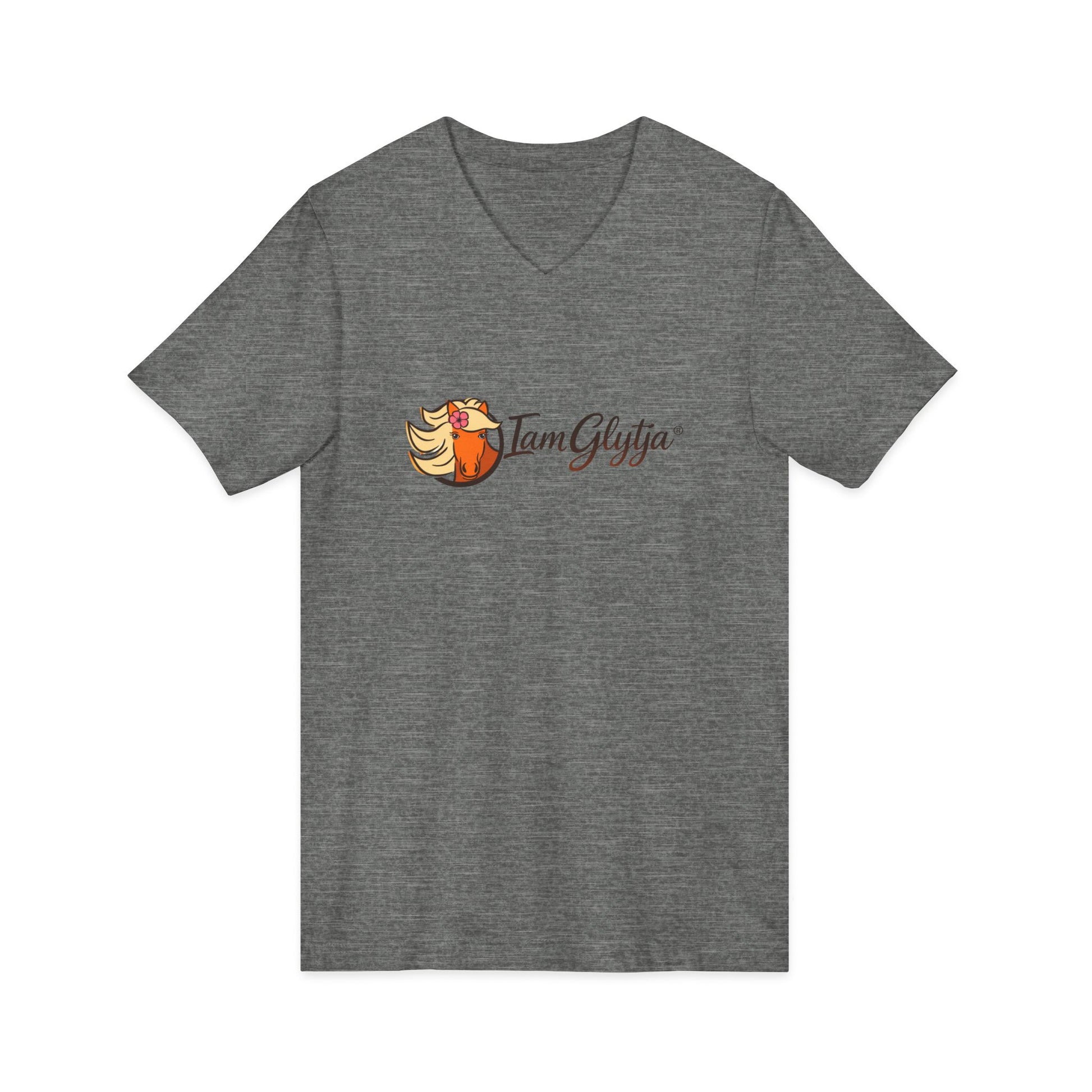 Gray t-shirt with a logo and text on a white background