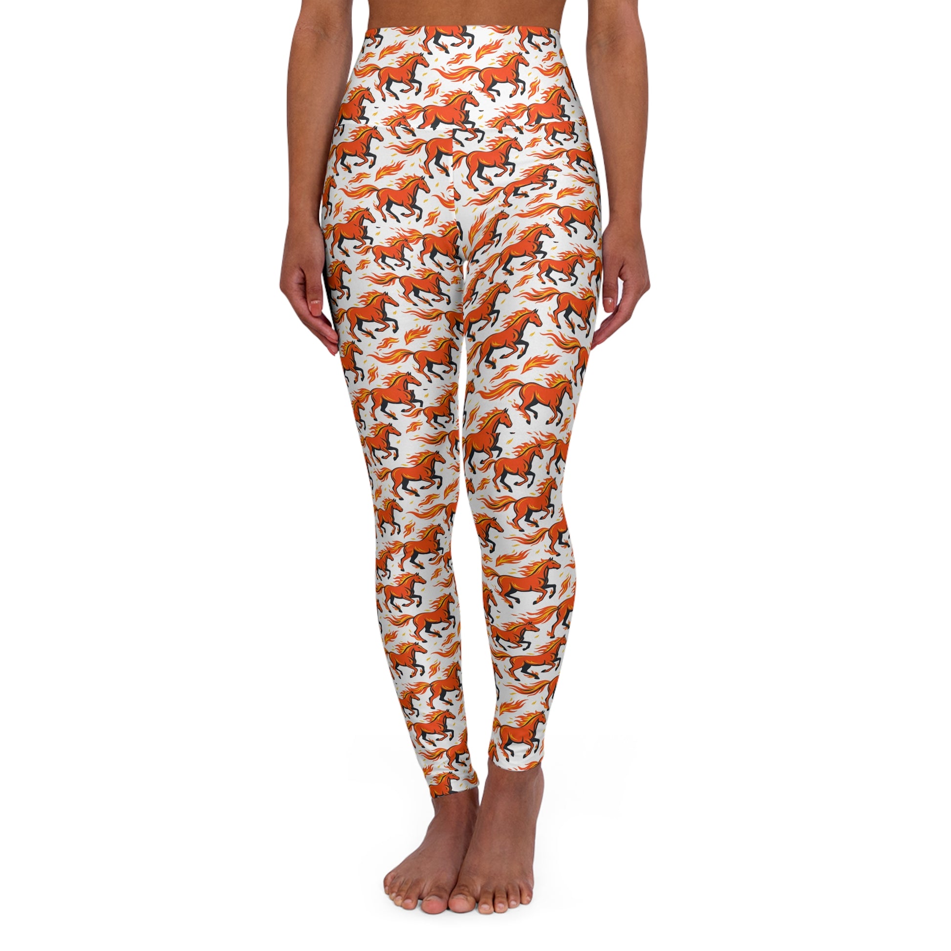 Leggings with horse pattern on a white background
