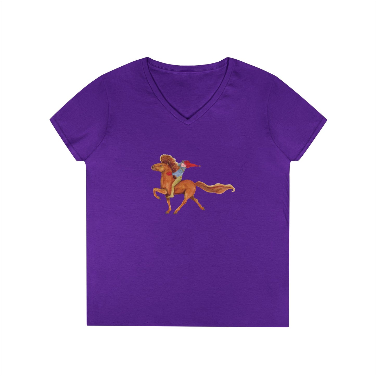 Purple t-shirt with troll riding Frodi horse