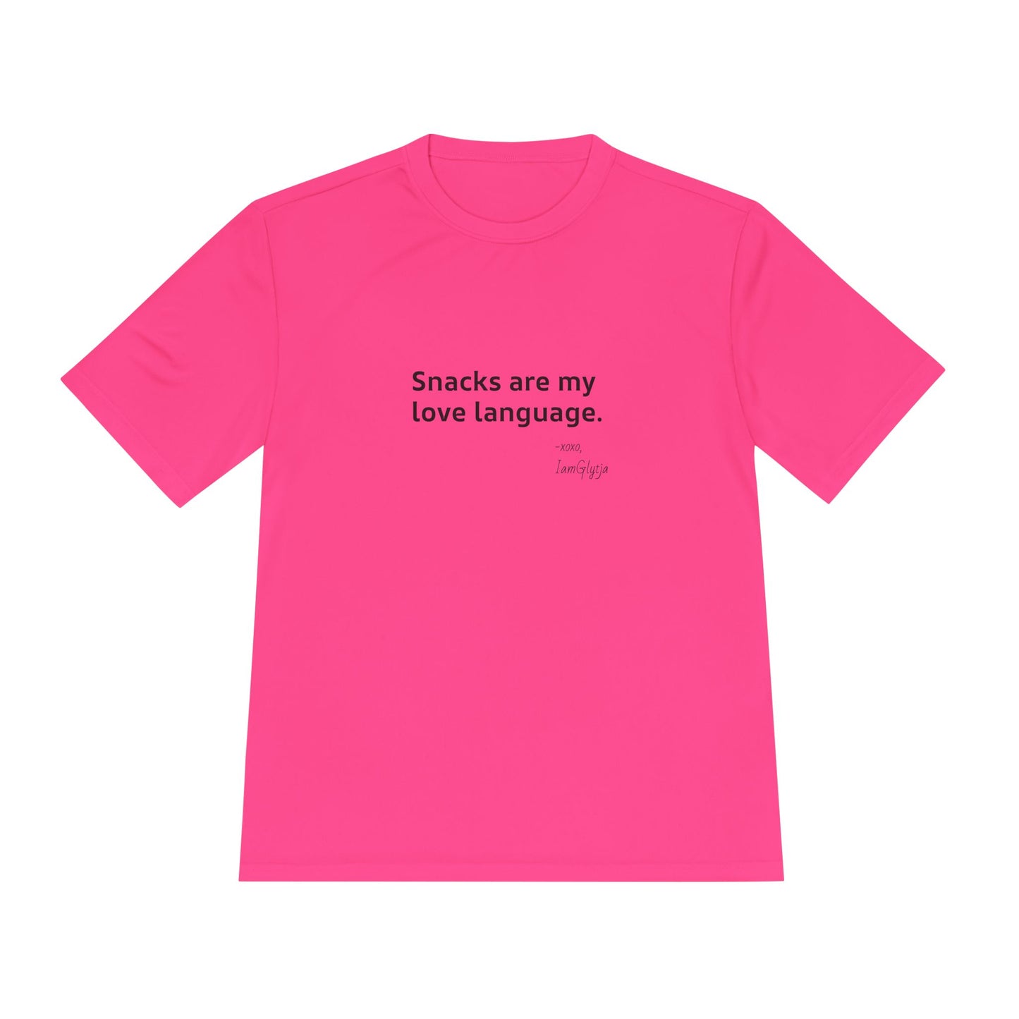 Snacks Are My Love Language tee shown in additional color
