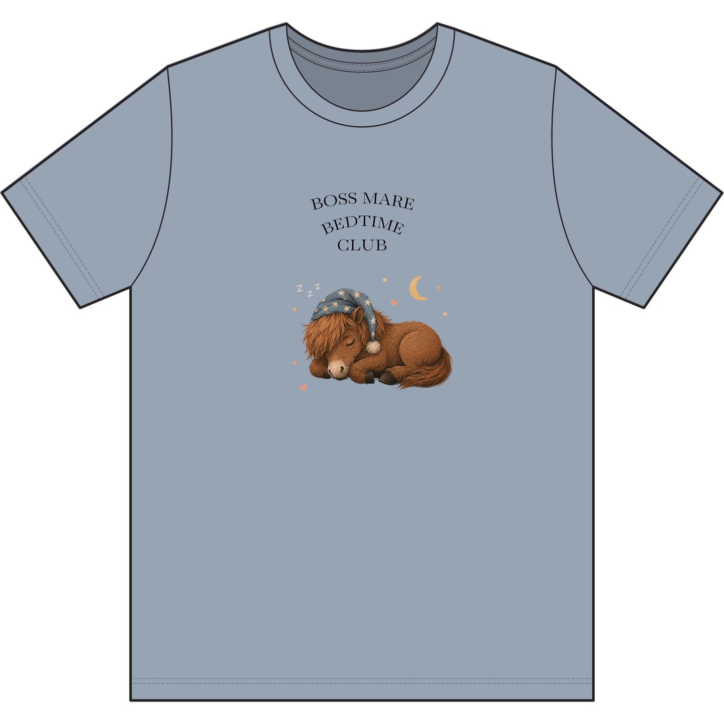 Sleepy Icelandic horse pajama tee in washed cotton, alternate view