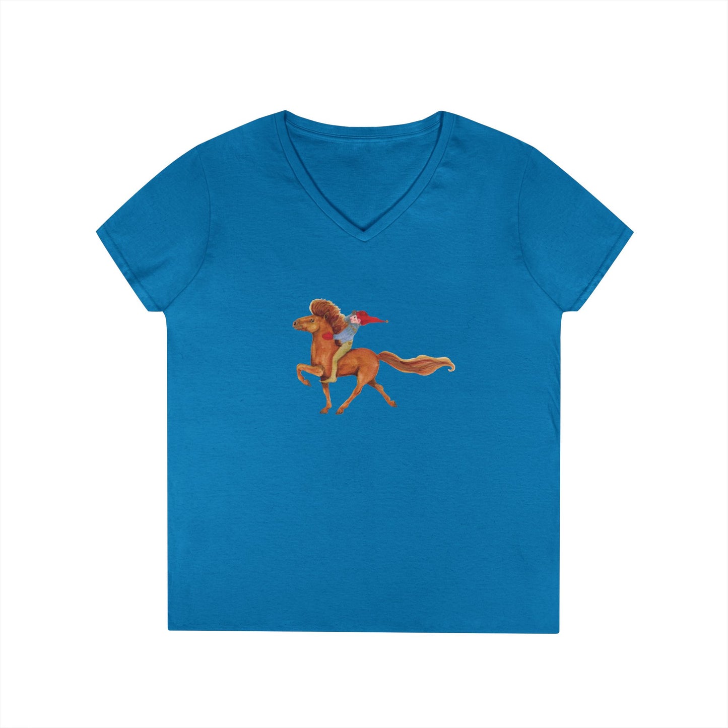Blue t-shirt with troll riding Frodi horse