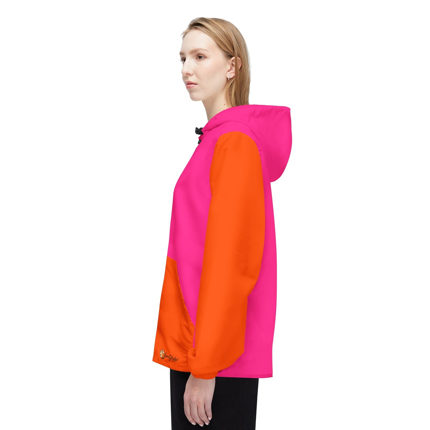 IamGlytja Pink & Orange Colorblock Windbreaker Jacket