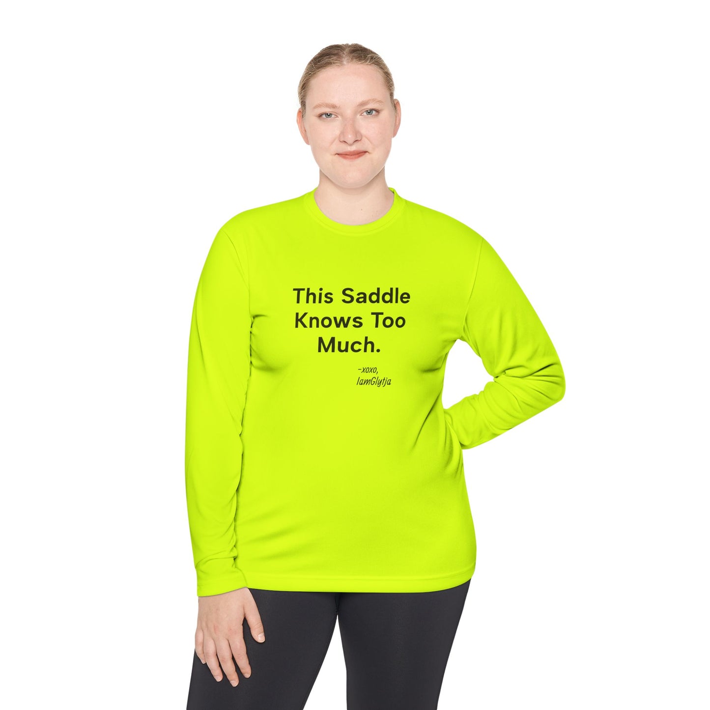 'This Saddle Knows Too Much' Ladies Trail Riding Long Sleeve Tee