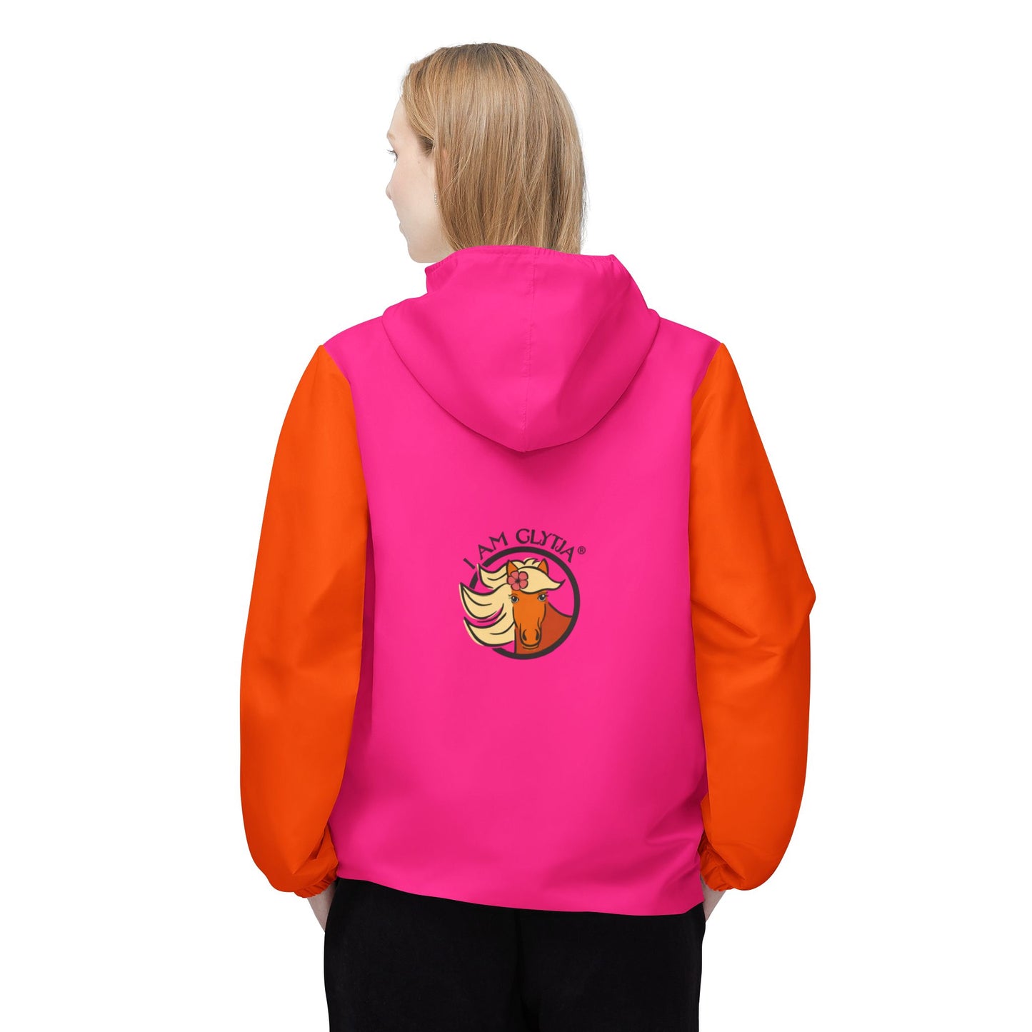 IamGlytja Pink & Orange Colorblock Windbreaker Jacket