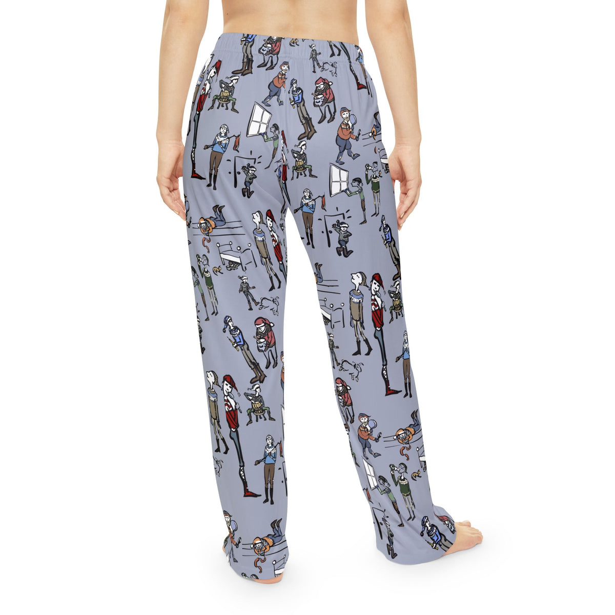 Icelandic Yule Lad print close-up on brushed pajama pants