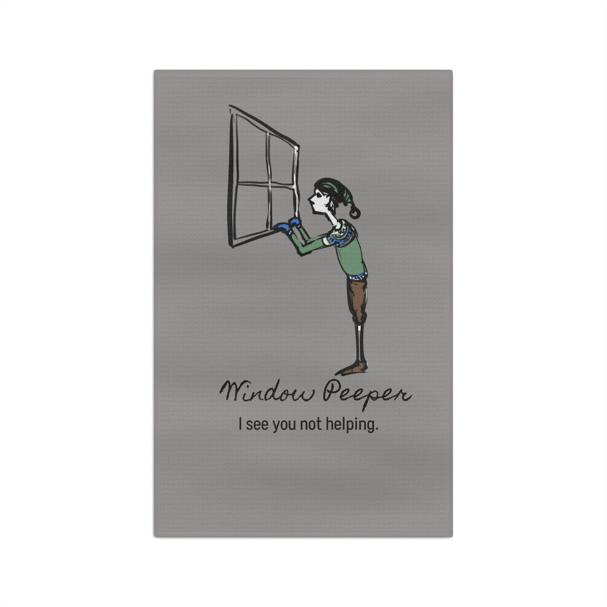 I See You Not Helping. | Window Peeper Yule Lad Kitchen Towel