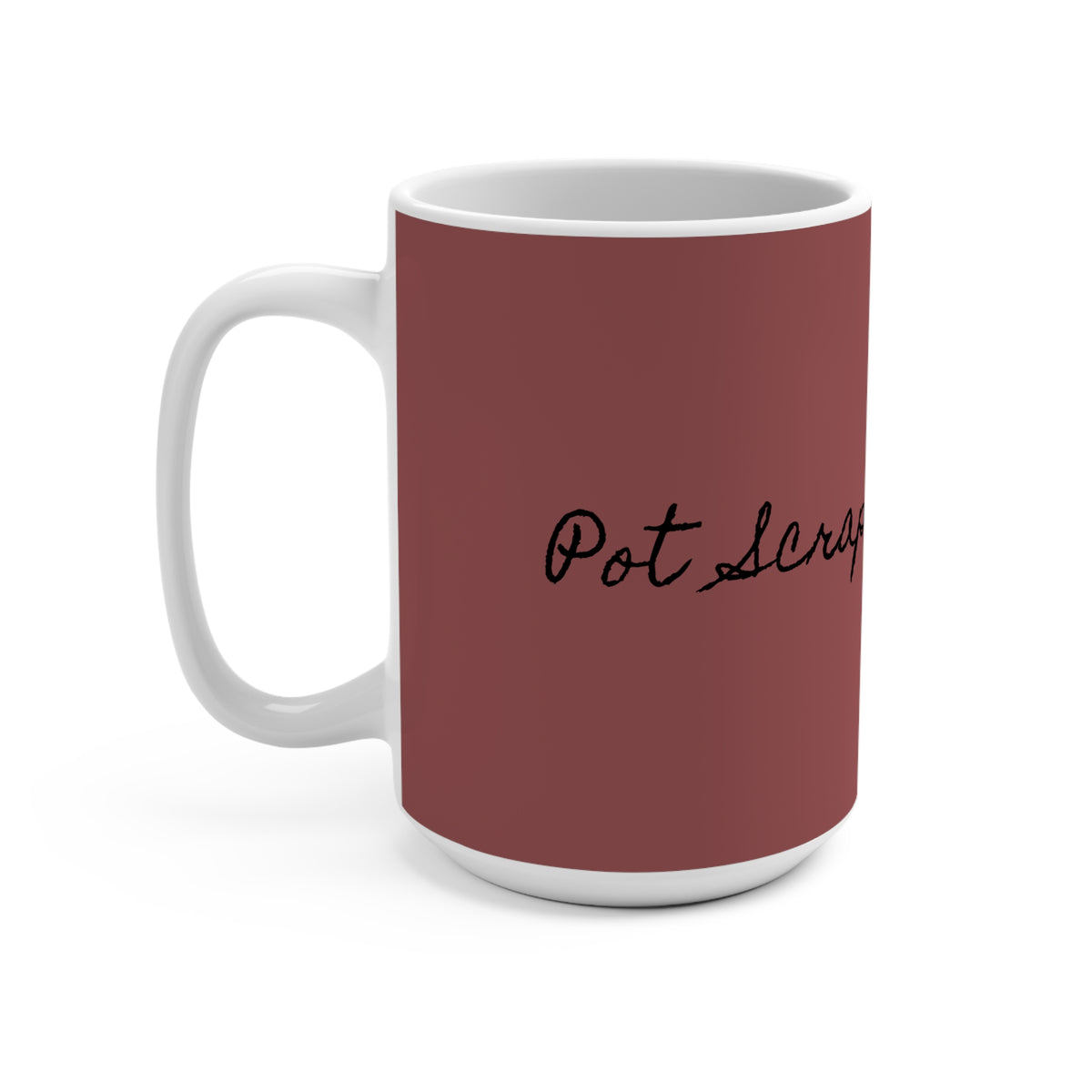Pot Scraper Yule Lad mug, handle view