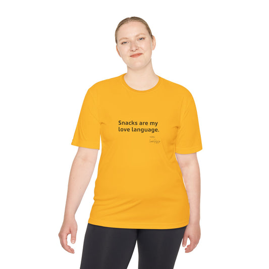 Snacks Are My Love Language quick-dry athletic tee from IamGlytja