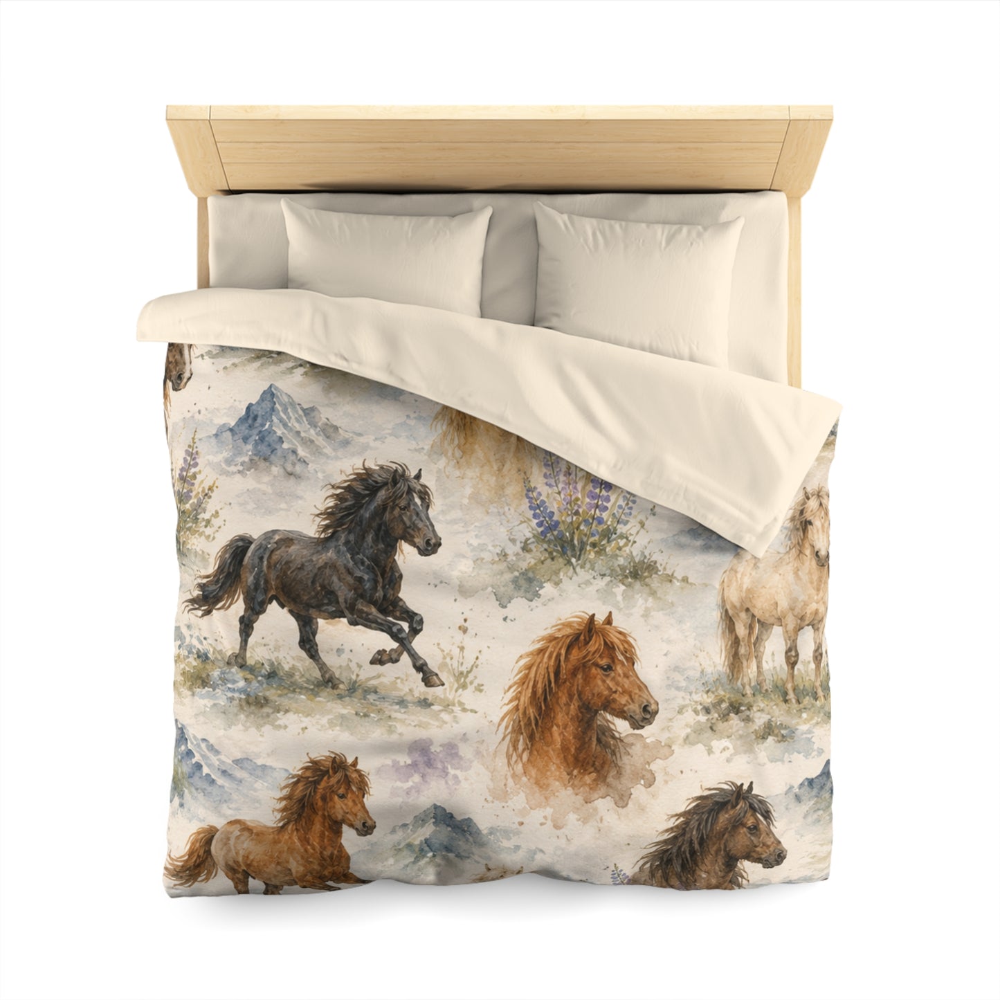 Watercolor horse bedding by IamGlytja, room setting view
