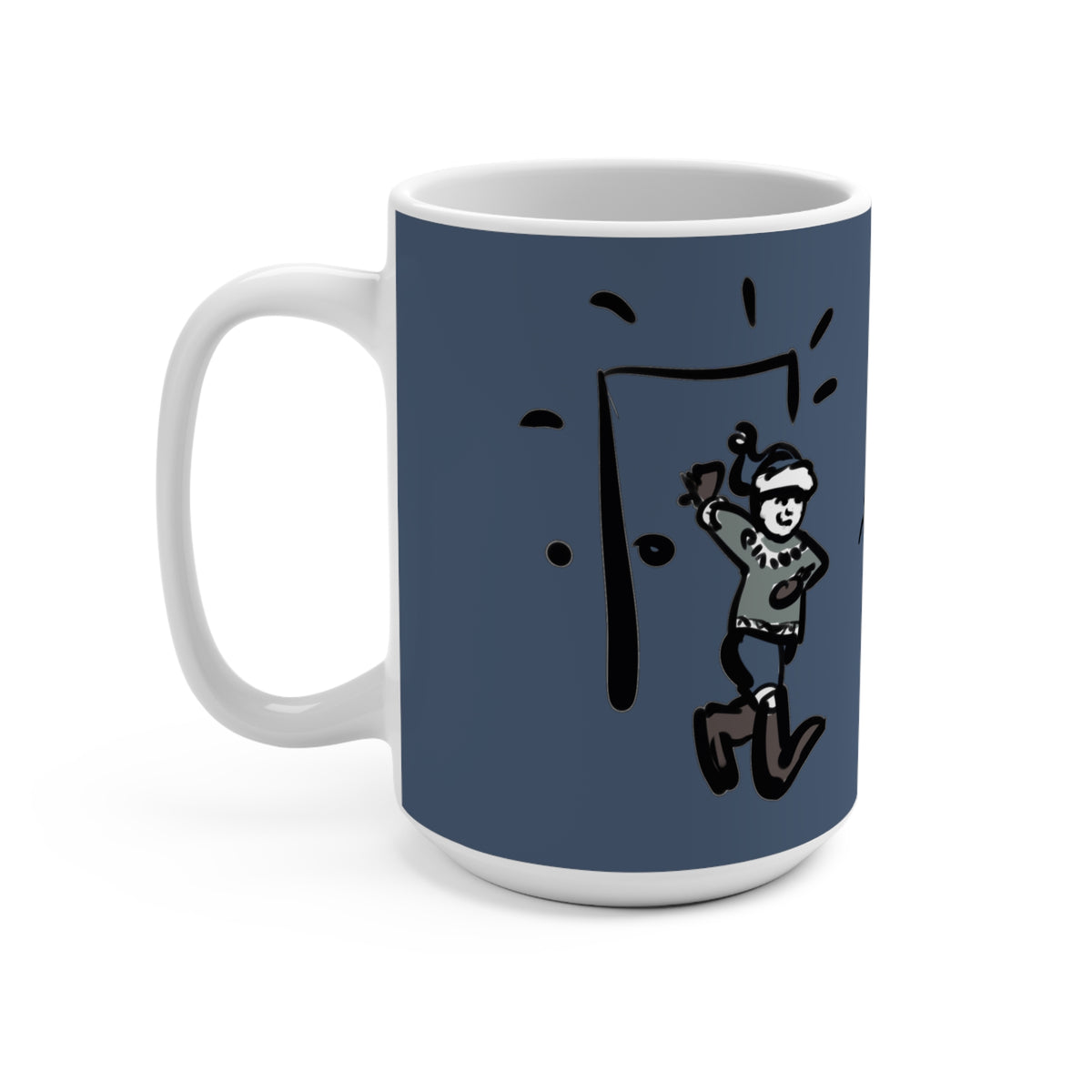 Door Slammer Yule Lad mug, handle view