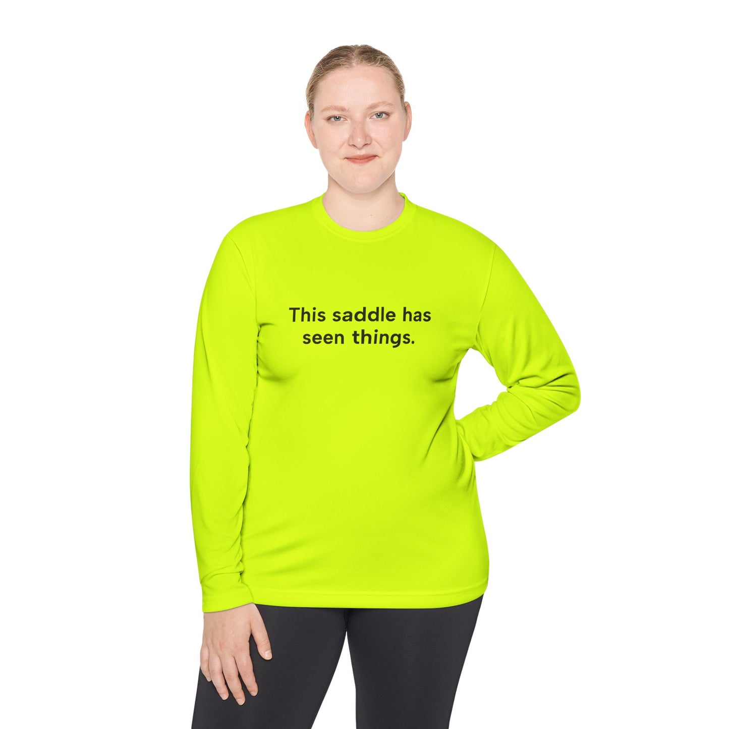 "This Saddle Has Seen Things" Long Sleeve Tee (logo on back)