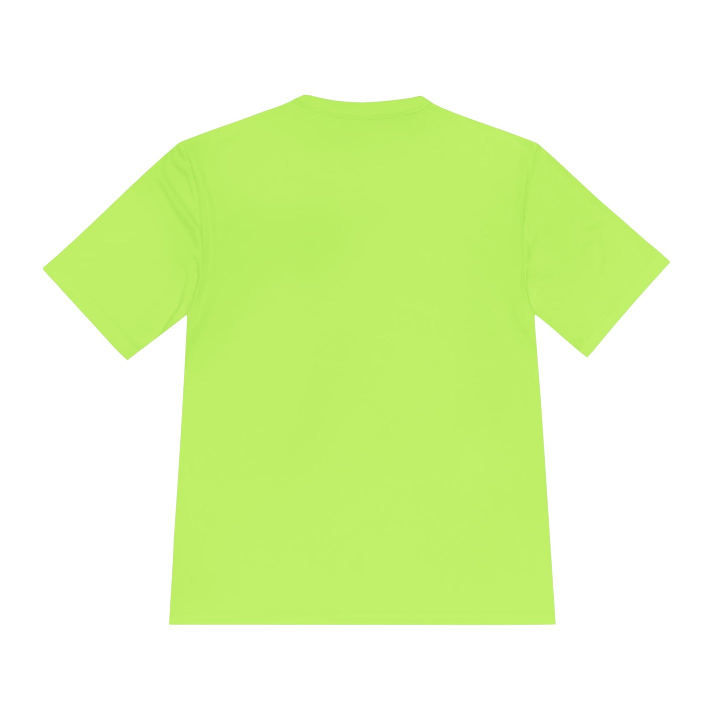 Back view of a plain green t-shirt on a white background