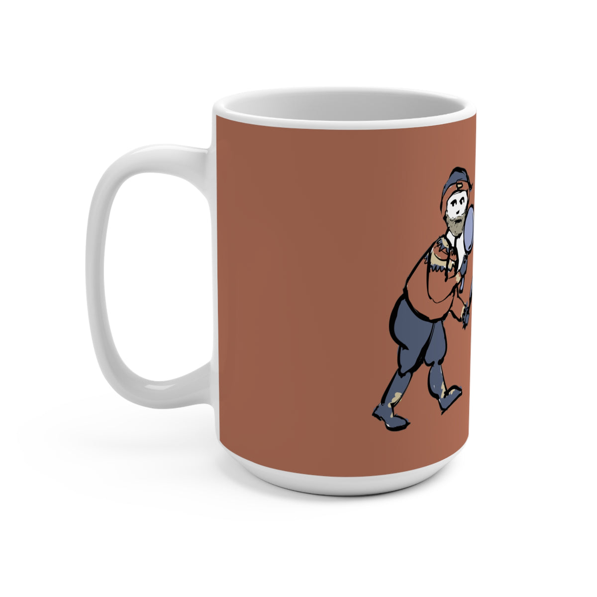 Stubby Yule Lad mug, handle view