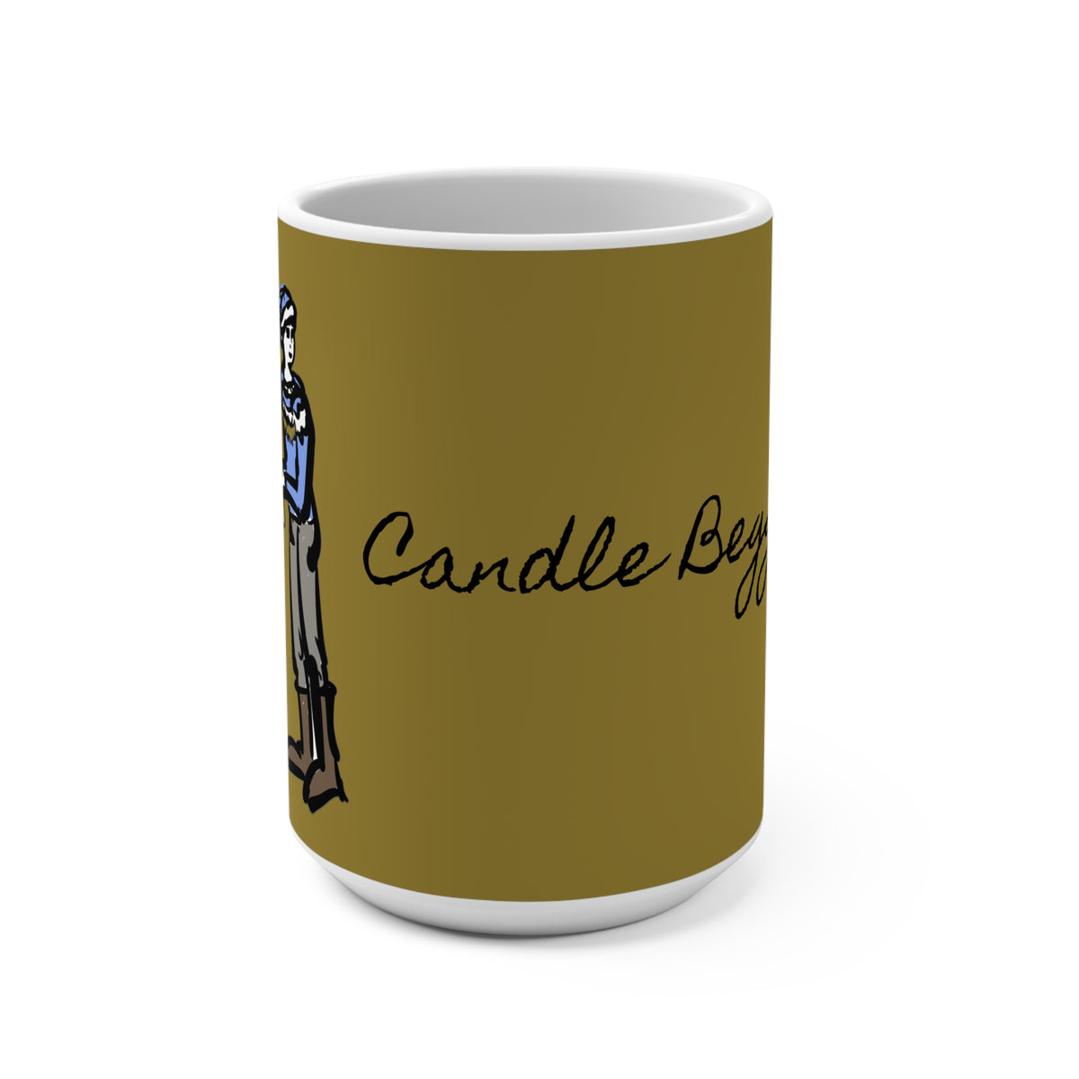 Candle Beggar Yule Lad (Kertasníkir) 15 oz white ceramic coffee mug, art by Charlotte Guernsey