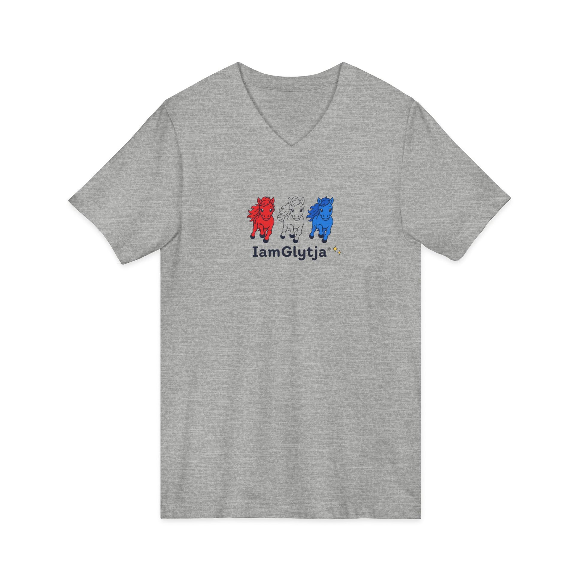 IamGlytja patriotic horse V-neck tee mockup, additional color option