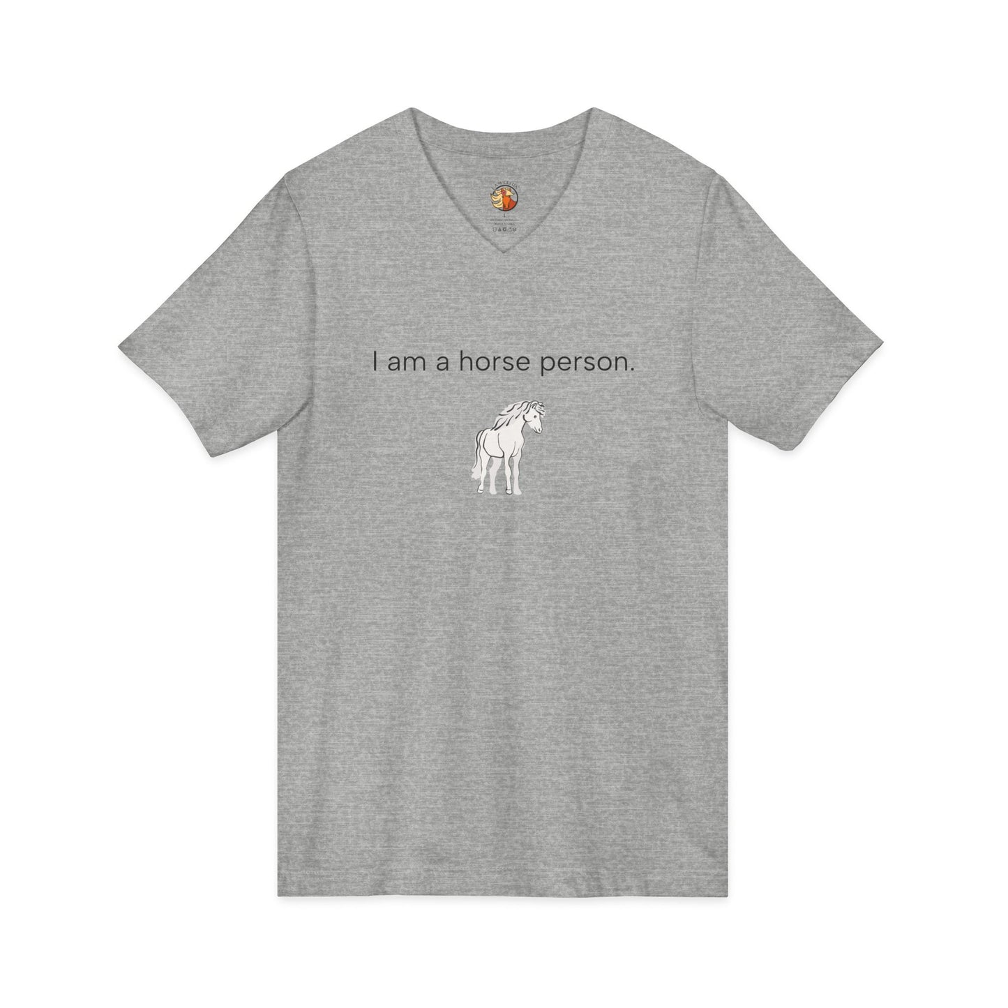 Gray t-shirt with gold sun graphic and text on a white background