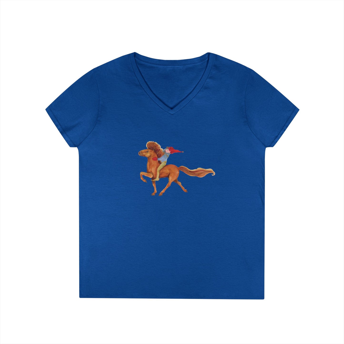 Blue t-shirt with troll riding Frodi horse