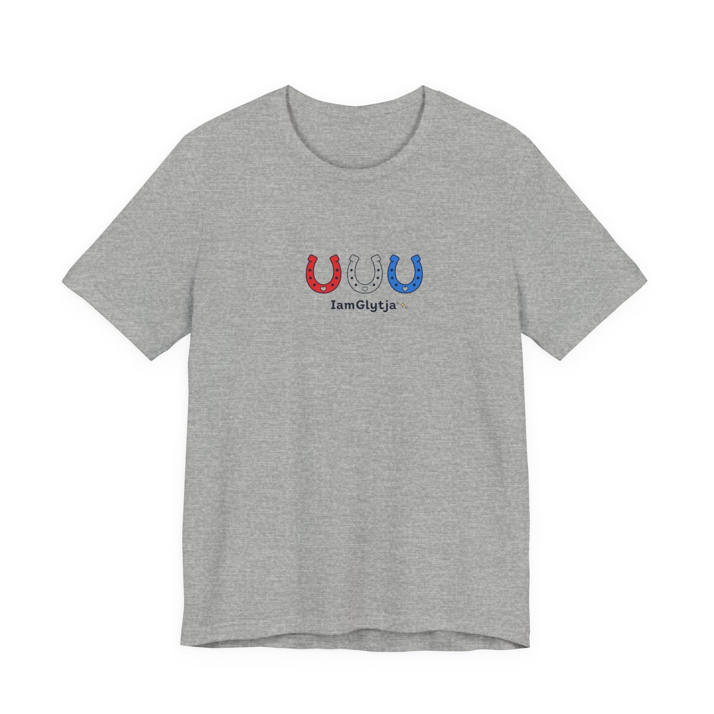 Lucky horseshoe graphic tee mockup in light colorway