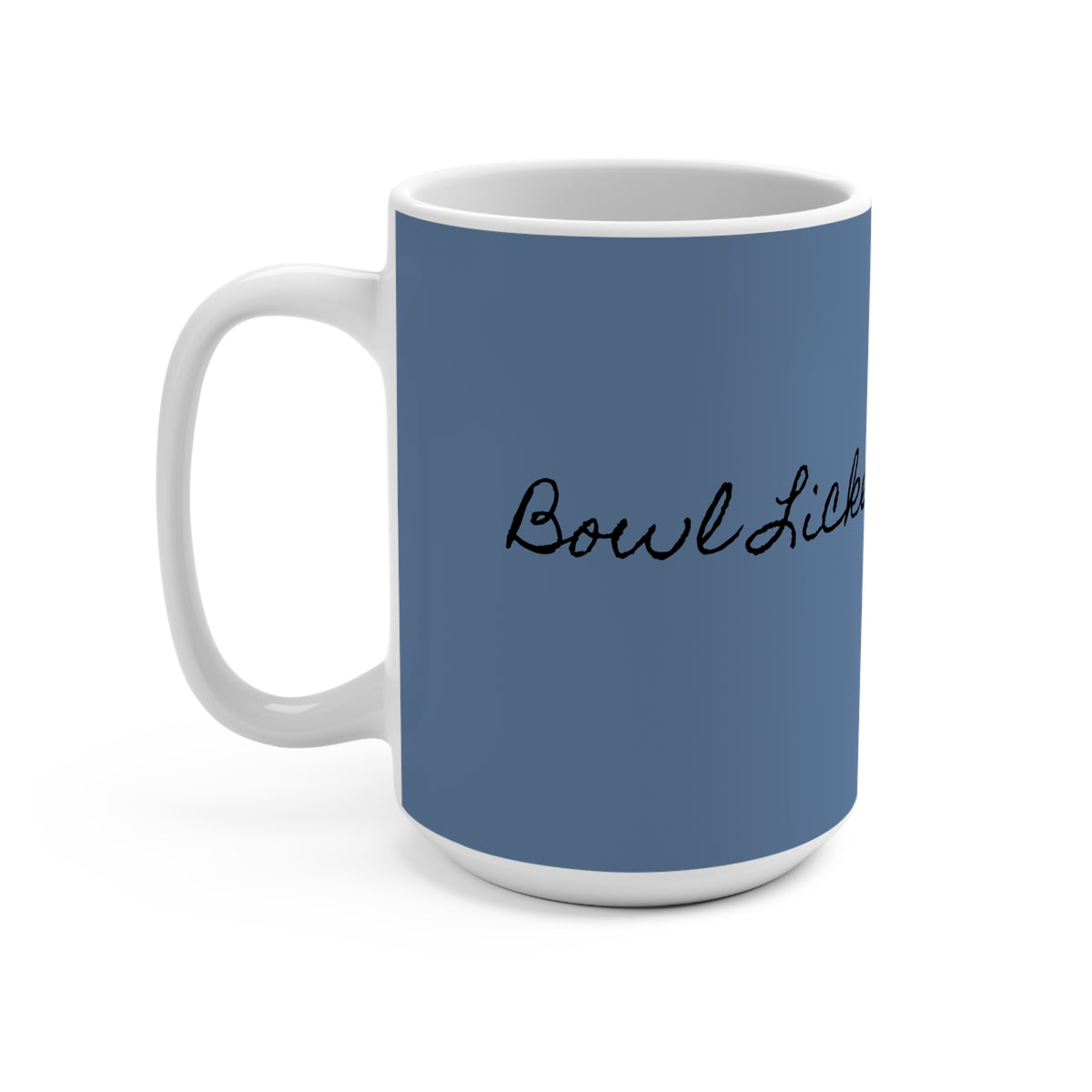 Bowl Licker Yule Lad mug, handle view