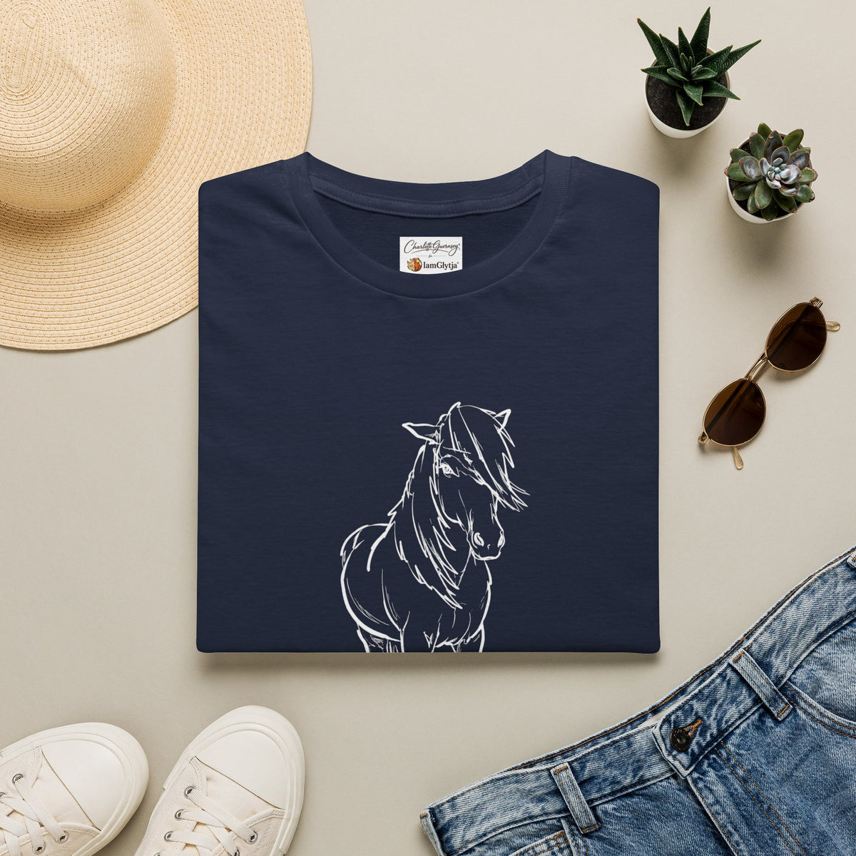 Fróði Icelandic horse t-shirt in military green